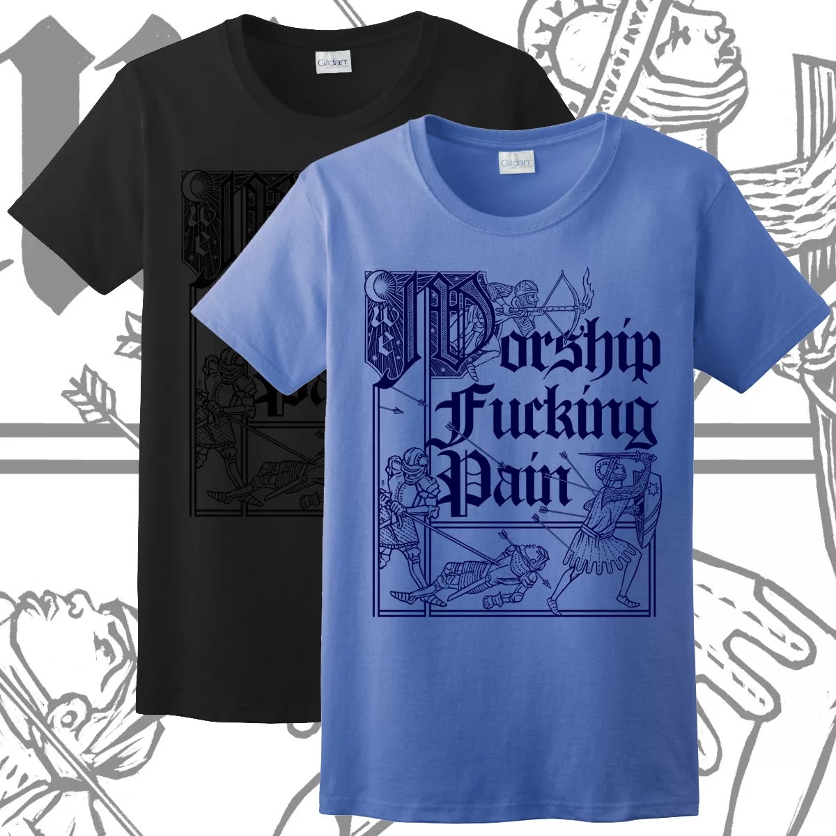 Worship Fucking Pain T-shirt photographed for Bandcamp